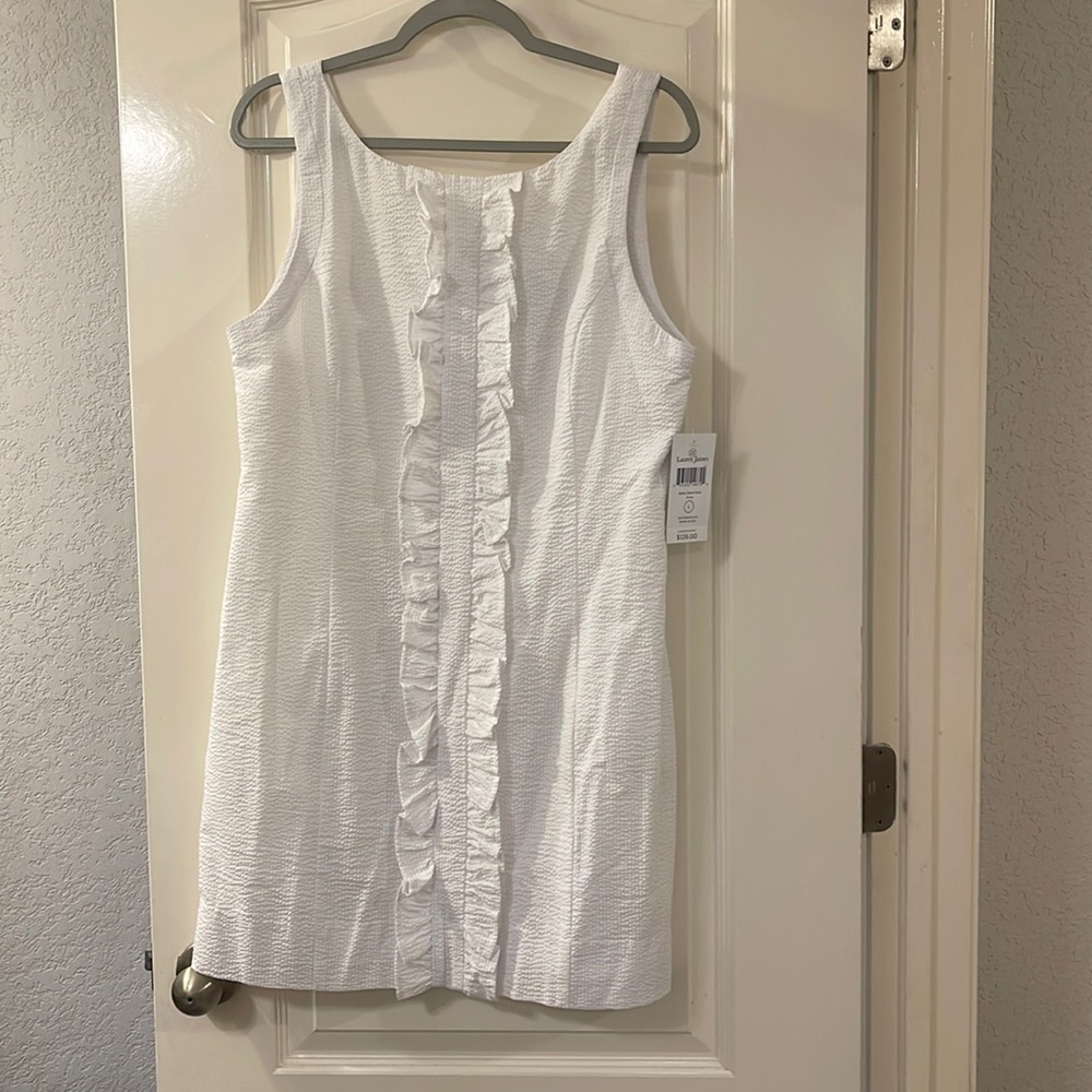 Lauren James Seersucker Dress White Large